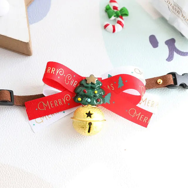 Festive Christmas Pet Collar Bow Tie | Adorable Holiday Accessory for Dogs & Cats