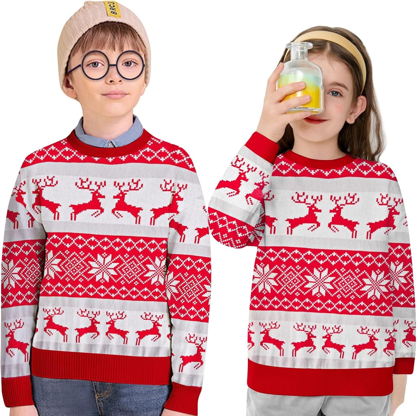 Kids Ugly Christmas Sweater Boys Girls Xmas Holiday Party Pullover Tops 3-12 Years