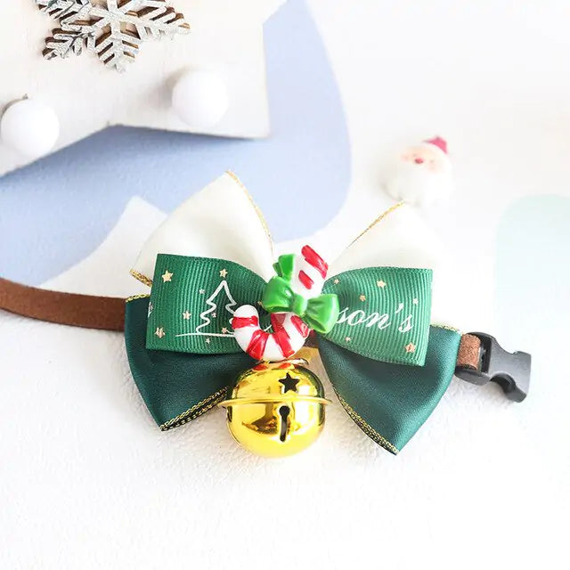 Festive Christmas Pet Collar Bow Tie | Adorable Holiday Accessory for Dogs & Cats