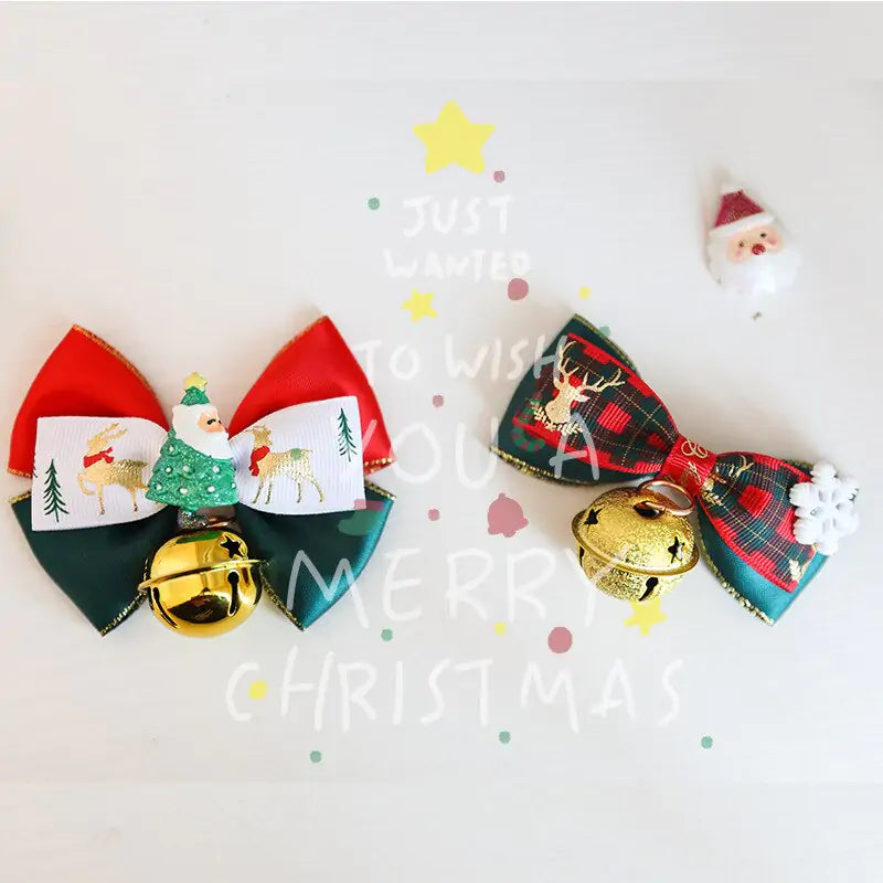 Festive Christmas Pet Collar Bow Tie | Adorable Holiday Accessory for Dogs & Cats