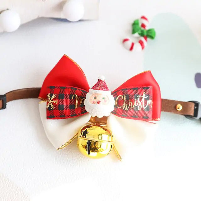 Festive Christmas Pet Collar Bow Tie | Adorable Holiday Accessory for Dogs & Cats